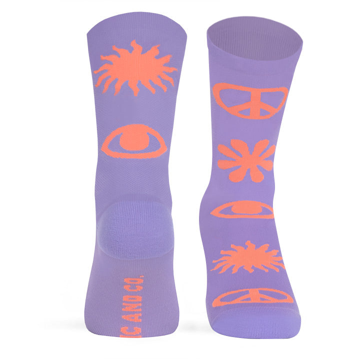 calcetines-peace-purple-lila-pink-running-cycling-ciclismo-perfomance-socks