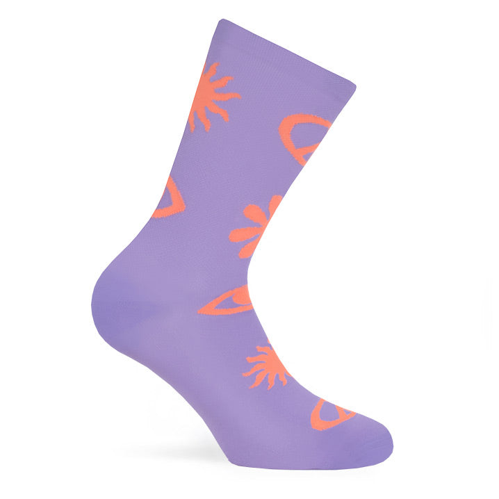 calcetines-peace-purple-lila-pink-running-cycling-ciclismo-perfomance-socks