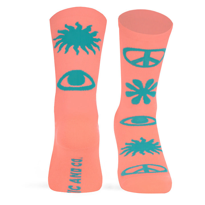 calcetines-peace-peach-pink-running-cycling-ciclismo-perfomance-socks