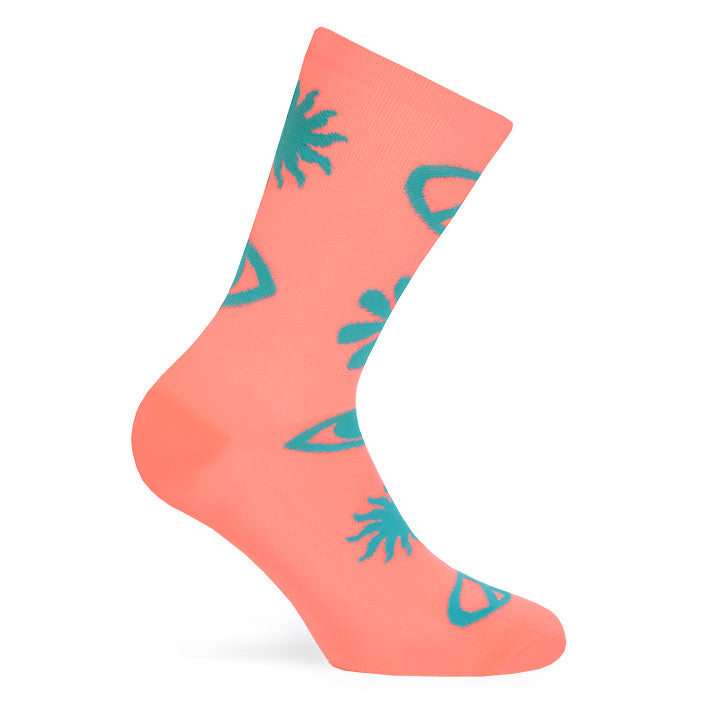 calcetines-peace-peach-pink-running-cycling-ciclismo-perfomance-socks