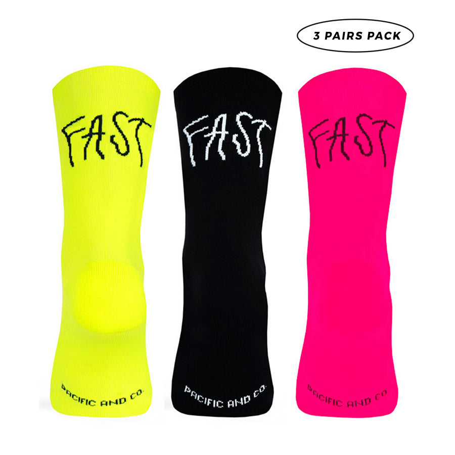 3 Pack Stay Fast Running and Cycling Socks | Pacific and Co.